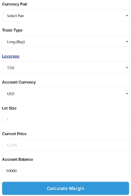 Calculate required margin for your forex trades
