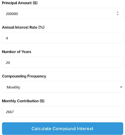 Input the parameters and start using the compound interest calculator
